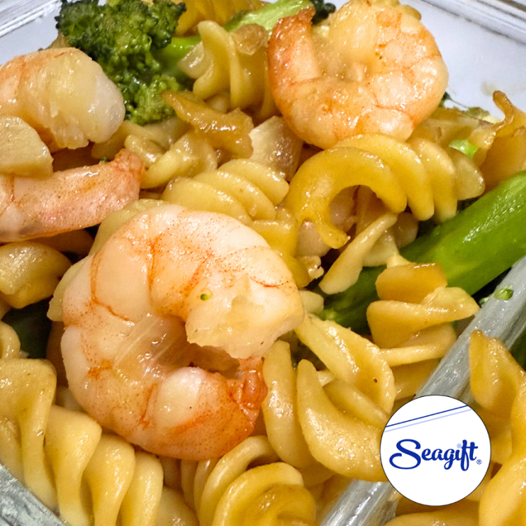 Frozen peeled and deveined white shrimp meat, ideal for easy lunch prep