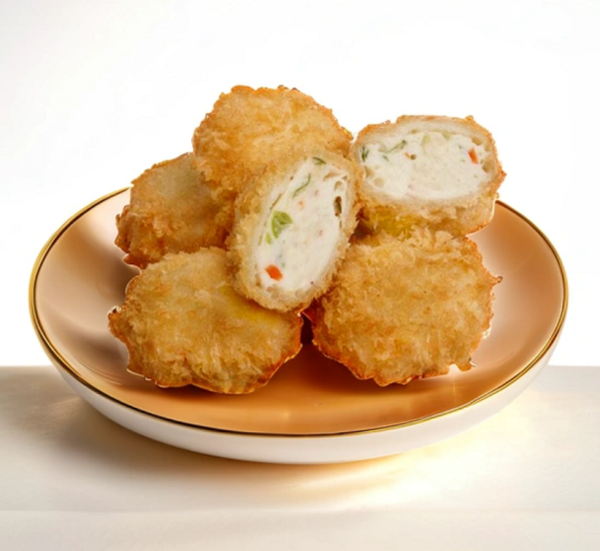 Frozen seafood tofu pieces with smooth texture