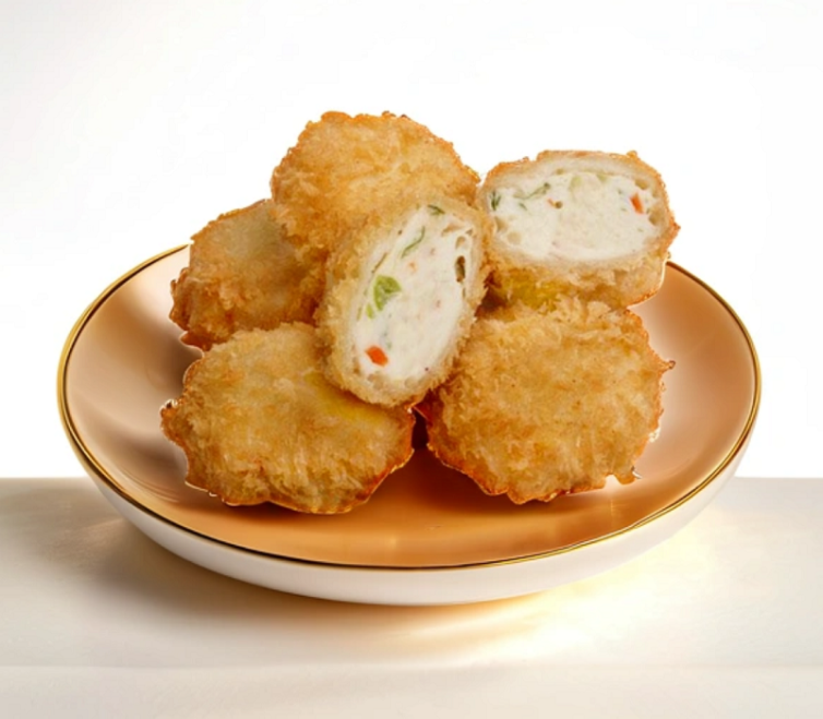 Frozen seafood tofu pieces with smooth texture