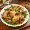 Tilapia fish slice stir fry with vegetables