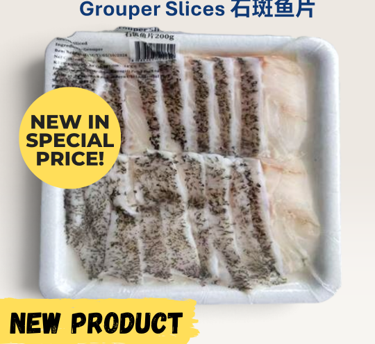 New Frozen grouper black fish slices with firm white flesh and speckled skin, new in special price